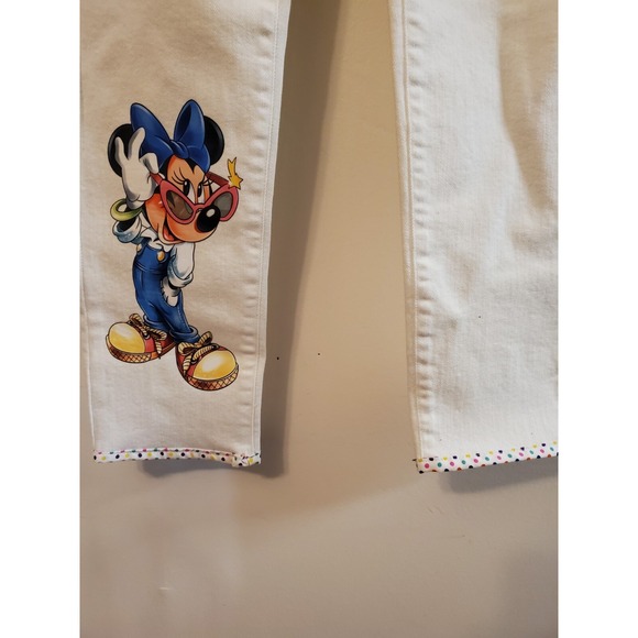 Denim - Upcycled white jeans with Minnie-size 0/2